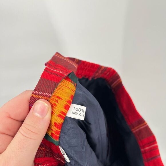 O'Neil of Dublin Plaid Irish Wool Midi Skirt Pencil Red Green Womens Size 8P - Picture 7 of 8